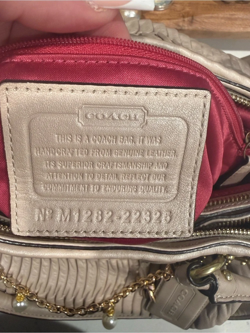 Coach Pleated Pebbled Leather Satchel in Blush